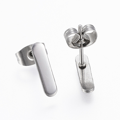 304 Stainless Steel Stud Earrings, Hypoallergenic Earrings, Rectangle
