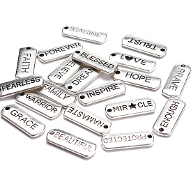 Tibetan Style Alloy Inspirational Message Pendants, Rectangle with Words, Cadmium Free & Lead Free