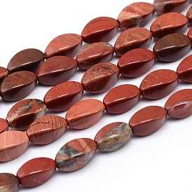 Natural Red Jasper Twist Bead Strands, 12x6x6mm, Hole: 1mm, about 33pcs/strand, 15.7 inch