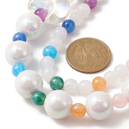 Sangles mobiles en perles de résine et d'acrylique, chaîne multifonctionnelle, avec bagues à ressort en alliage, coeur & lune & rond