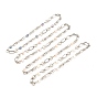 304 Stainless Steel Oval & Ring Link Chains Necklace with Natural Pearl Beaded for Women, Stainless Steel Color