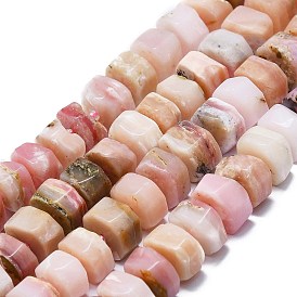 Natural Pink Opal Beads Strands, with Seed Beadsl, Faceted Column