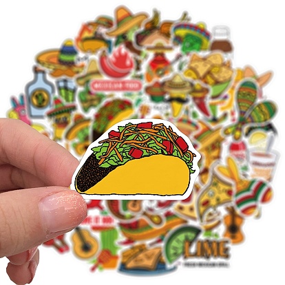 Cinco de Mayo PVC Adhesive Stickers, Cactus Sombrero Decals, for Suitcase, Skateboard, Refrigerator, Helmet, Mobile Phone Shell, Food