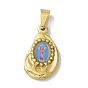 Vacuum Plating 304 Stainless Steel Pendants, with Enamel, Religion, Golden, Teardrop with Human