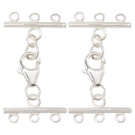 SUNNYCLUE 925 Sterling Silver Lobster Claw Clasps, with Cord Ends, with 925 Stamp