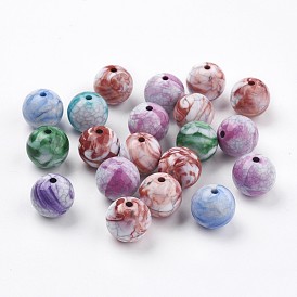 Crackle Acrylic Beads, Imitation Gemstone Beads, Round