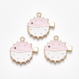 Pendentifs en alliage, sans cadmium et sans plomb, avec l'émail, poisson, or et de lumière
