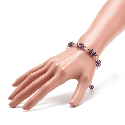 Rondelle de verre et bracelet en perles de laiton pour femme