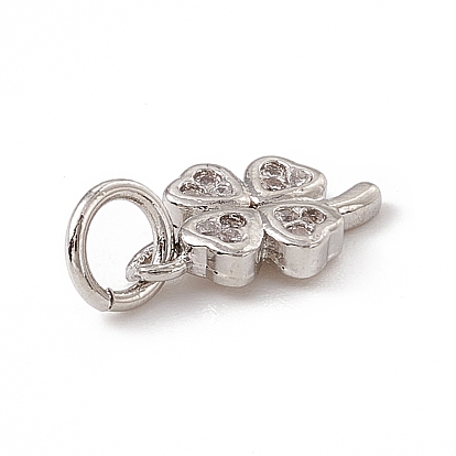 Micro cuivres ouvrent charmes de zircons, avec anneau de saut, charme de trèfle