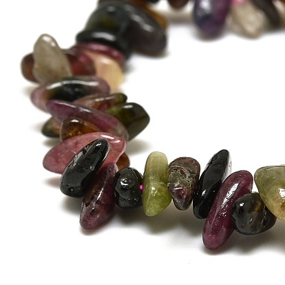 Natural Tourmaline Chip Beads Stretch Bracelets, Tumbled Stone