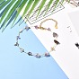 Natural Mixed Gemstone Chip Beaded Anklets, Brass Cable Chain Anklets, Golden