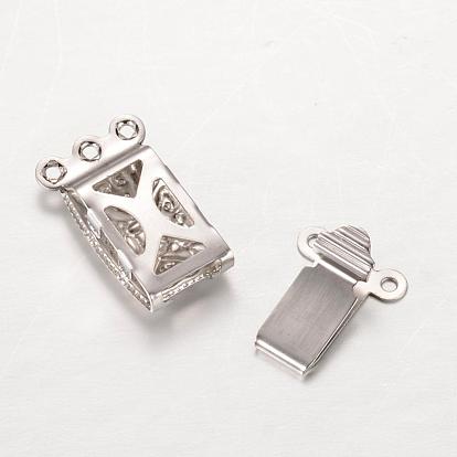 304 Stainless Steel Box Clasps, Multi-Strand Clasps, Rectangle