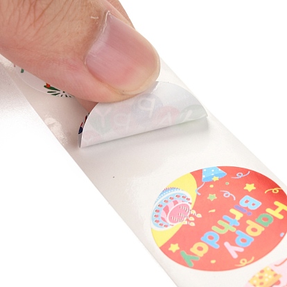 Birthday Themed Pattern Self-Adhesive Stickers, Roll Sticker, for Party Decorative Presents