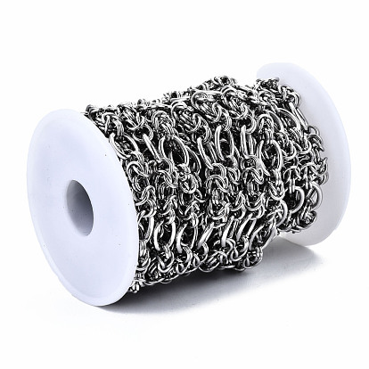 304 Stainless Steel Byzantine Chains, with Spool, Unwelded