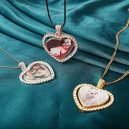 Kits de fabricación de colgantes de diamantes de imitación de corazón diy, incluyendo 9 piezas 3 ajustes de cabujón colgante de aleación de colores y cabujones de vidrio 18 piezas