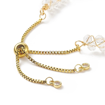 Bracelet coulissant perlé à double couche de pierres précieuses naturelles, or 304 bijoux en acier inoxydable pour femmes