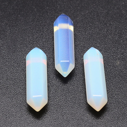 Faceted Opalite Beads, Double Terminated Point, for Wire Wrapped Pendants Making, No Hole/Undrilled