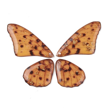 Translucent Resin Pendants Set, with Gold Foil/Silver Foil, Butterfly Wing Charm