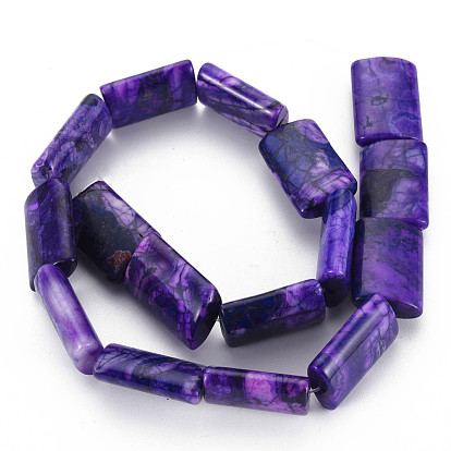 Natural Crazy Agate Beads Strands, Dyed & Heated, Rectangle