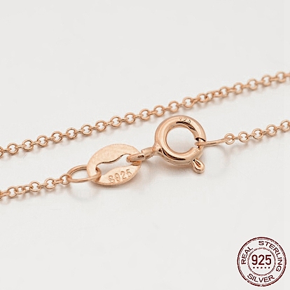 925 Sterling Silver Rolo Chain Necklaces, with Spring Ring Clasps, Thin Chain