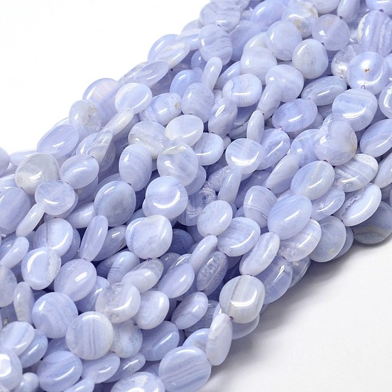 Natural Blue Lace Agate Gemstone Nuggets Bead Strands, Tumbled Stone, 9~12x8~13x5~7mm, Hole: 1mm, about 15.3 inch ~15.7 inch