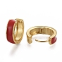 Латунные английском замке Серьги-кольца, с эмалью, долговечный, реальный 18 k позолоченный, кольцо