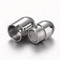 Tube 304 Stainless Steel Magnetic Clasps with Glue-in Ends, 19x9mm, Hole: 5mm