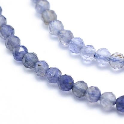 Natural Iolite/Cordierite/Dichroite Beads Strands, Faceted, Round