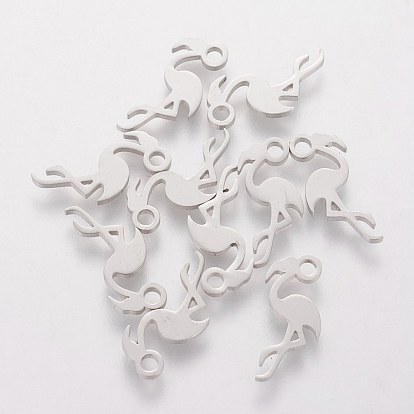 201 Stainless Steel Charms, Flamingo Shape
