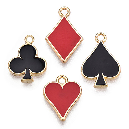 Barrel Plating Alloy Pendants, with Enamel, Cadmium Free & Nickel Free & Lead Free, Rhombus & Heart & Plum Blossom, Light Gold