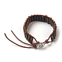 Bracelets perlés en cordon de jaspe avec régalite naturelle / jaspe impérial / sédiment marin, avec cordon en cuir et fermoirs en alliage, teint, fleur, argent antique