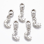 Tibetan Style Alloy European Dangle Charms, Large Hole Beads, with Iron Findings, Moon with Star