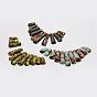 Assembled Bronzite and Imperial Jasper Beads Strands, Graduated Fan Pendants, Focal Beads, Dyed