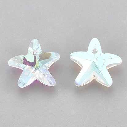 Glass Rhinestone Charms, Starfish/Sea Stars