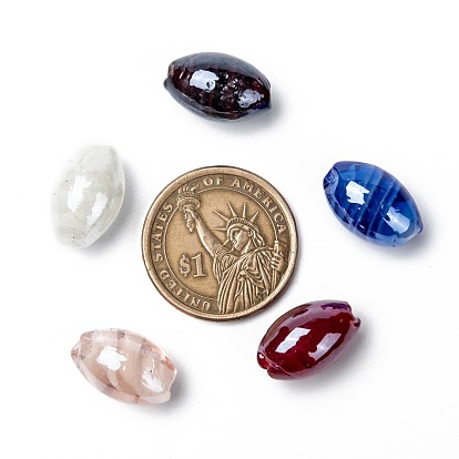 Perles lampwork, perles au chalumeau, faits à la main, nacré, ovale, 18x12x12mm, Trou: 2mm