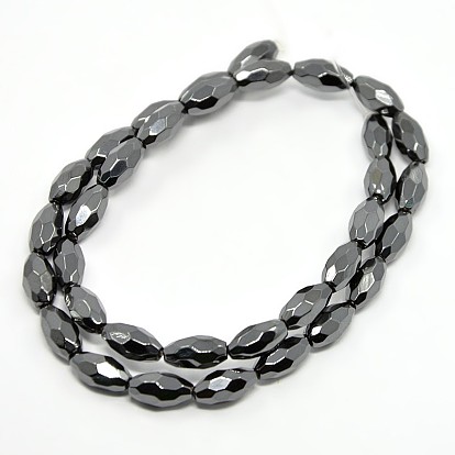 Electroplate Gorgeous Faceted Magnetic Rondelle Synthetic Hematite Beads Strands