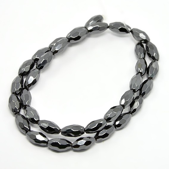 Electroplate Gorgeous Faceted Magnetic Rondelle Synthetic Hematite Beads Strands