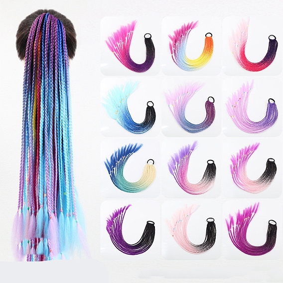 High Temperature Fiber Colored Braids Hair Piece Ponytail Dreadlocks Hair Ornaments, Hair Accessories Women Children Girl