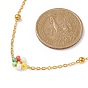 Colorful Glass Seed Beaded Flower Link Chain Bracelets & Necklaces & Anklet, Ion Plating(IP) Brass Jewelry Set