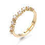 Изысканное регулируемое кольцо с цветком кубического циркония, кольцо из латуни для женщин, без никеля 