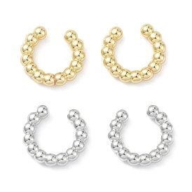 Rack Plating Brass Cuff Earrings, Lead Free & Cadmium Free, Long-Lasting Plated, C-shape