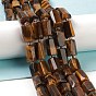 Natural Tiger Eye Beads Strands, with Seed Beads, Faceted, Column