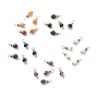 Natural Mixed Gemstone Pendants, with Brass Grade A Rhinestone Findings Round, Platinum