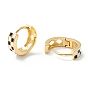 Tartan Pattern Enamel Chunky Hinged Huggie Hoop Earrings for Women, Real 18K Gold Plated Brass Jewelry, Cadmium Free & Nickel Free & Lead Free