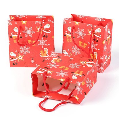Рождественские тематические бумажные пакеты, прямоугольные, для хранения ювелирных изделий