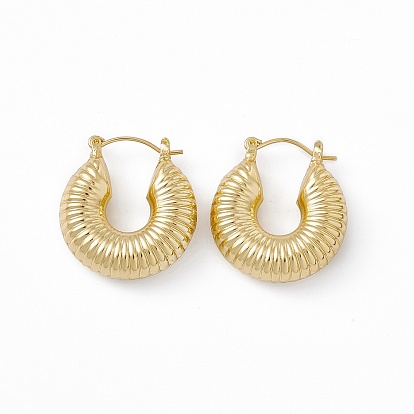 Brass Donut Thick Hoop Earrings for Women, Lead Free & Cadmium Free