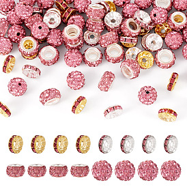 120Pcs 4 Styles Pave Disco Ball Beads, Polymer Clay Rhinestone Beads