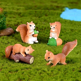 Mini écureuils en résine, statuette, décorations de maison de poupée
