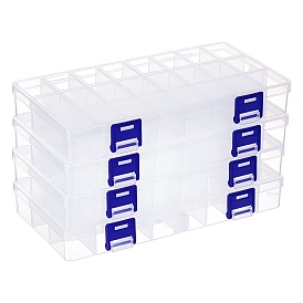 SUPERFINDINGS Polypropylene(PP) Bead Storage Container, 24 Compartment Organizer Boxes, with Hinged Lid, Rectangle