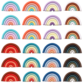 CHGCRAFT 24Pcs 8 Colors Handmade Polymer Clay Rainbow Cabochons, Half Round/Semi Circle
